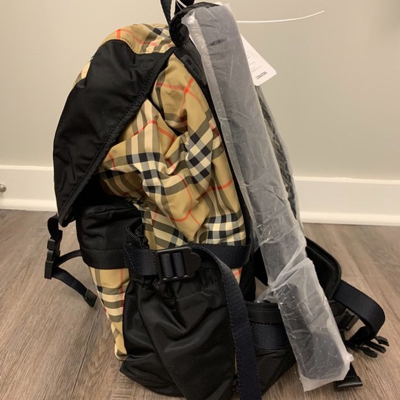 Authentic Burberry Large Wilfin Check Nylon Backpack In Archive Beige main image 6